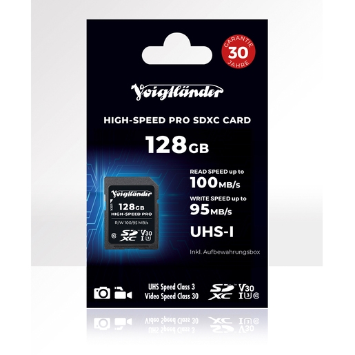 Voigtländer Prof. High-Speed SDXC 128GB UHS-I, Cl10, U3, V30 (100/95 MB/s)