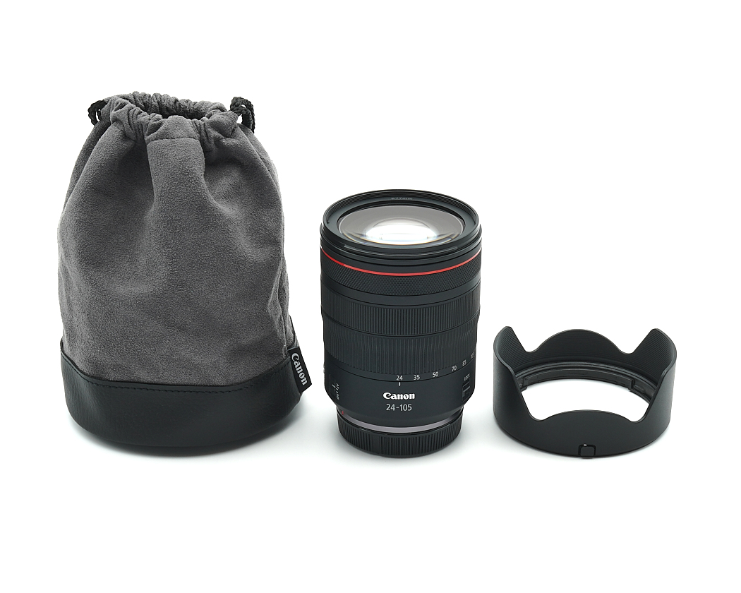 Objektiv, Canon 24-105, Zoomobjektiv, Objektivdeckel, gepolsterte Tasche