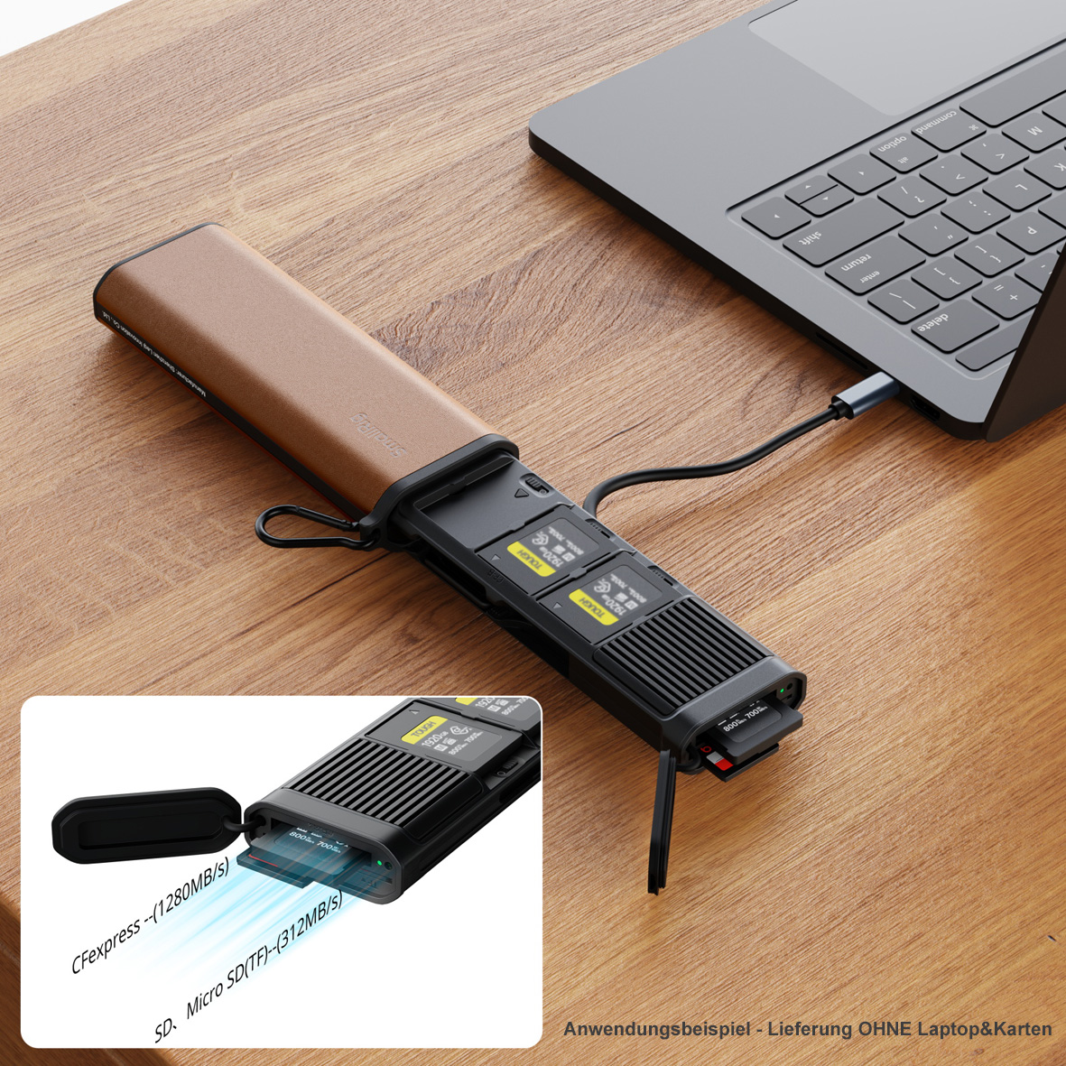 externes SSD, usb-c, ram, speicherkarte, braune gehäuse