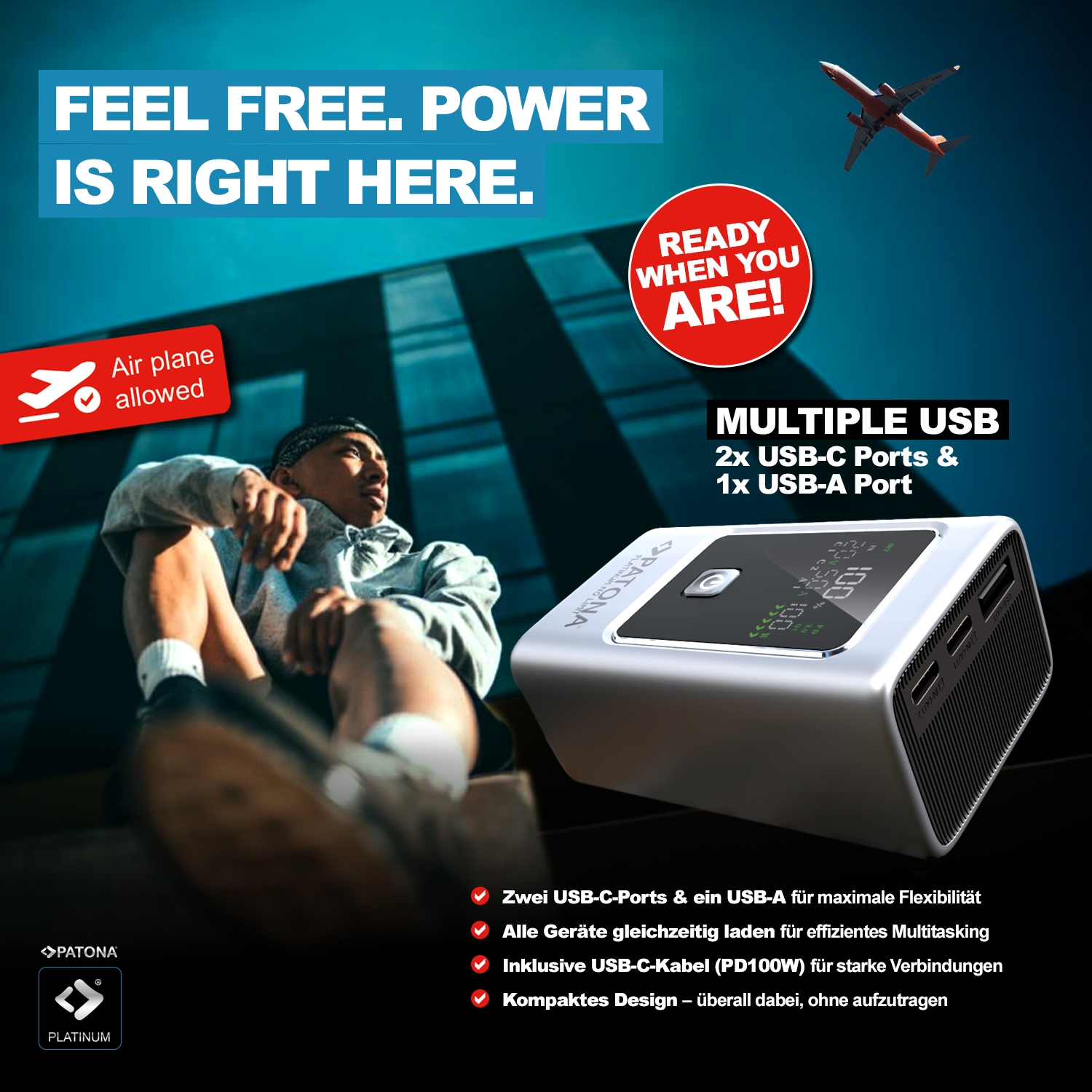 PATONA Platinum Powerbank Luxury One PD35W 10.000mAh 2xUSB-C PD3.0 1xUSB-A