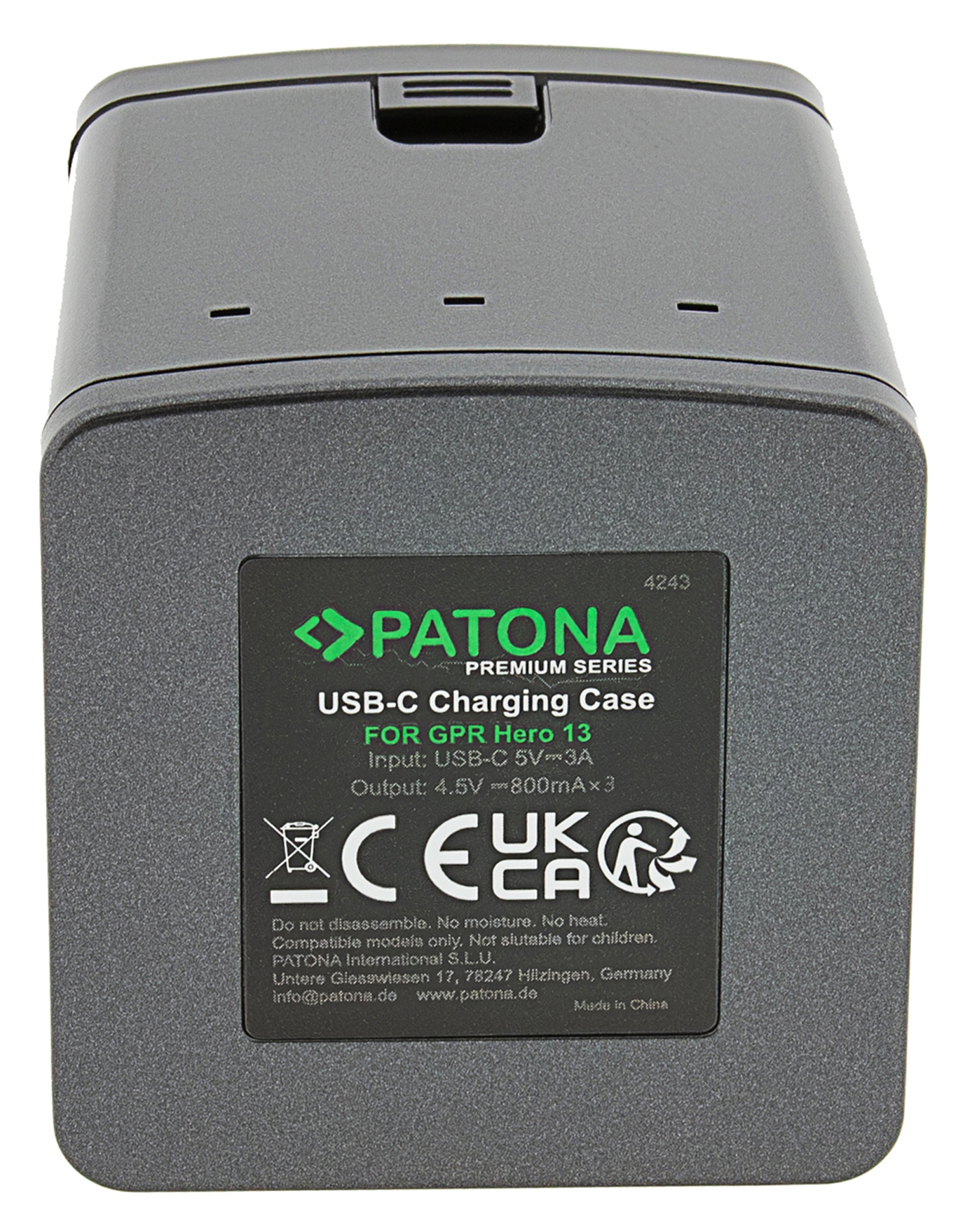PATONA Premium Tripple-Charger Ladebox für GoPro Hero 13 inkl. USB-C Kabel