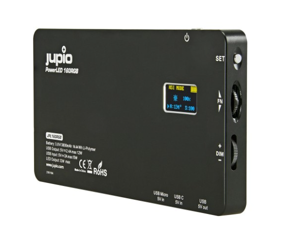 Jupio PowerLED 160 RGB Videoleuchte mit integrierter Powerbank