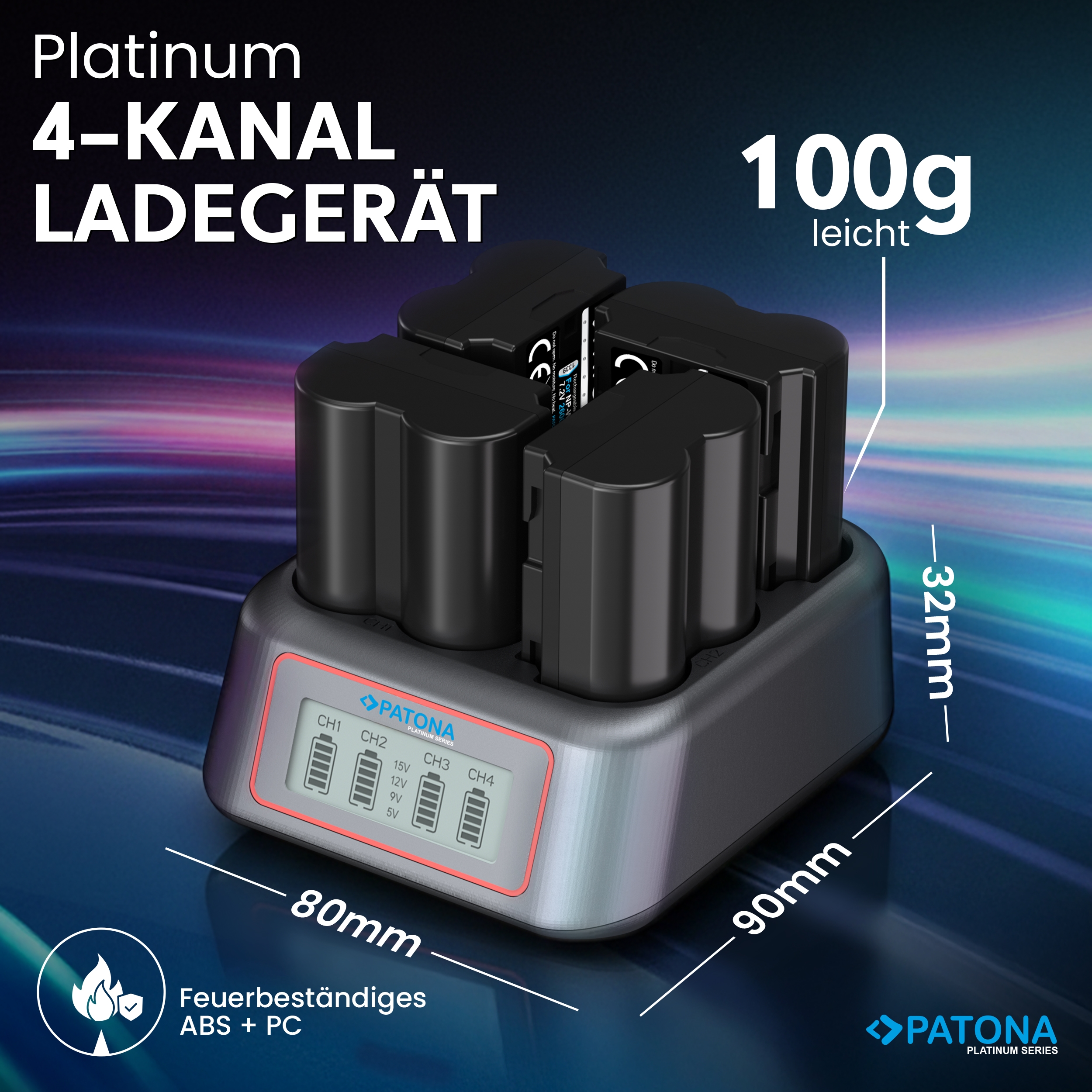  Akku-Ladegerät, 4-Kanal, Batteriehalter, AA Ladegerät, Ladestation