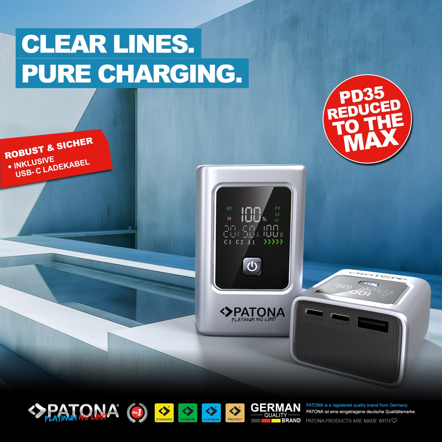 PATONA Platinum Powerbank Luxury One PD35W 10.000mAh 2xUSB-C PD3.0 1xUSB-A