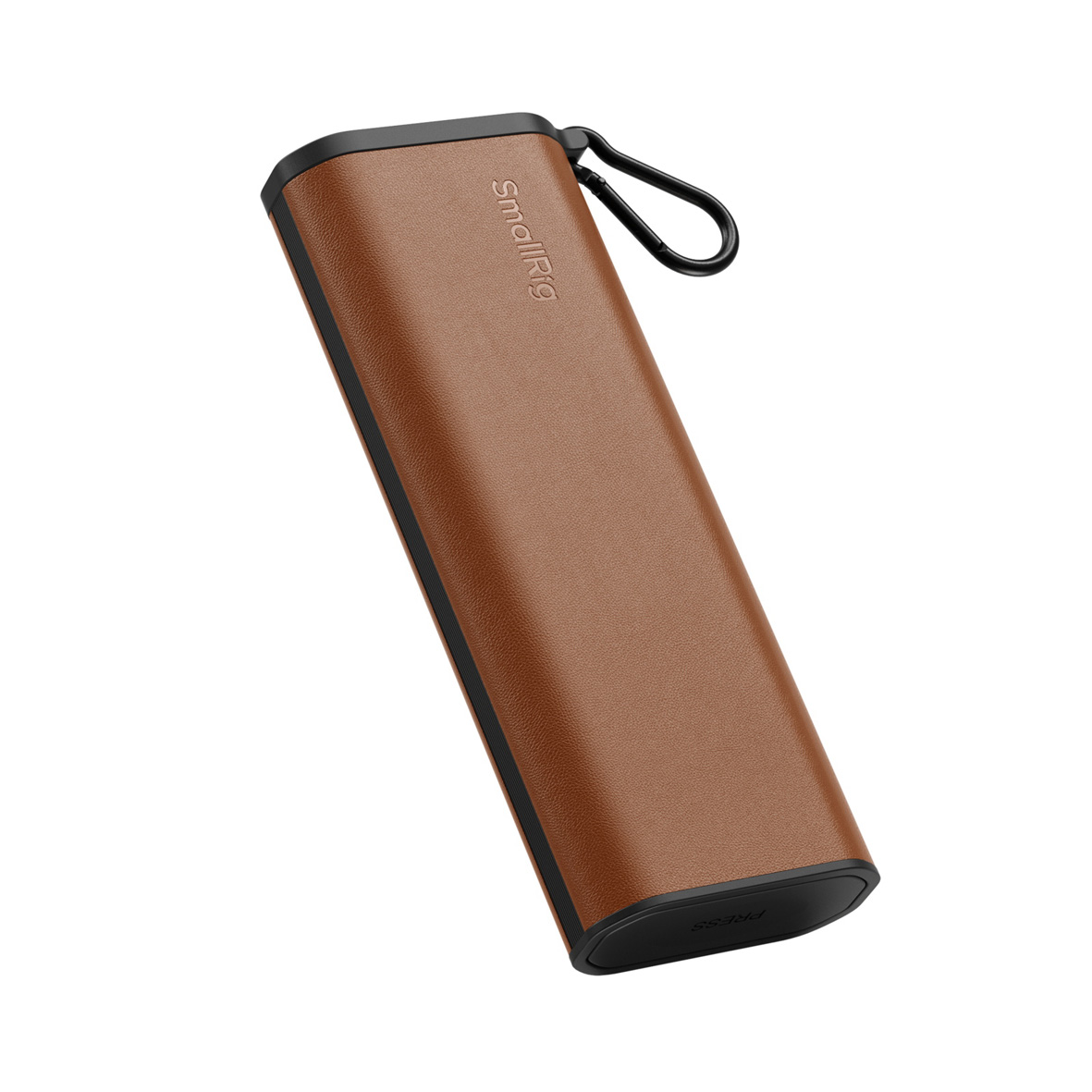  tragbares Ladegerät, Powerbank, braun leder, Karabiner, USB-C