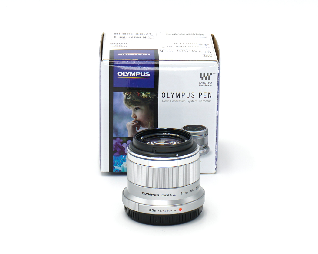 objektiv, Olympus, Micro Four Thirds, silber, manueller fokus