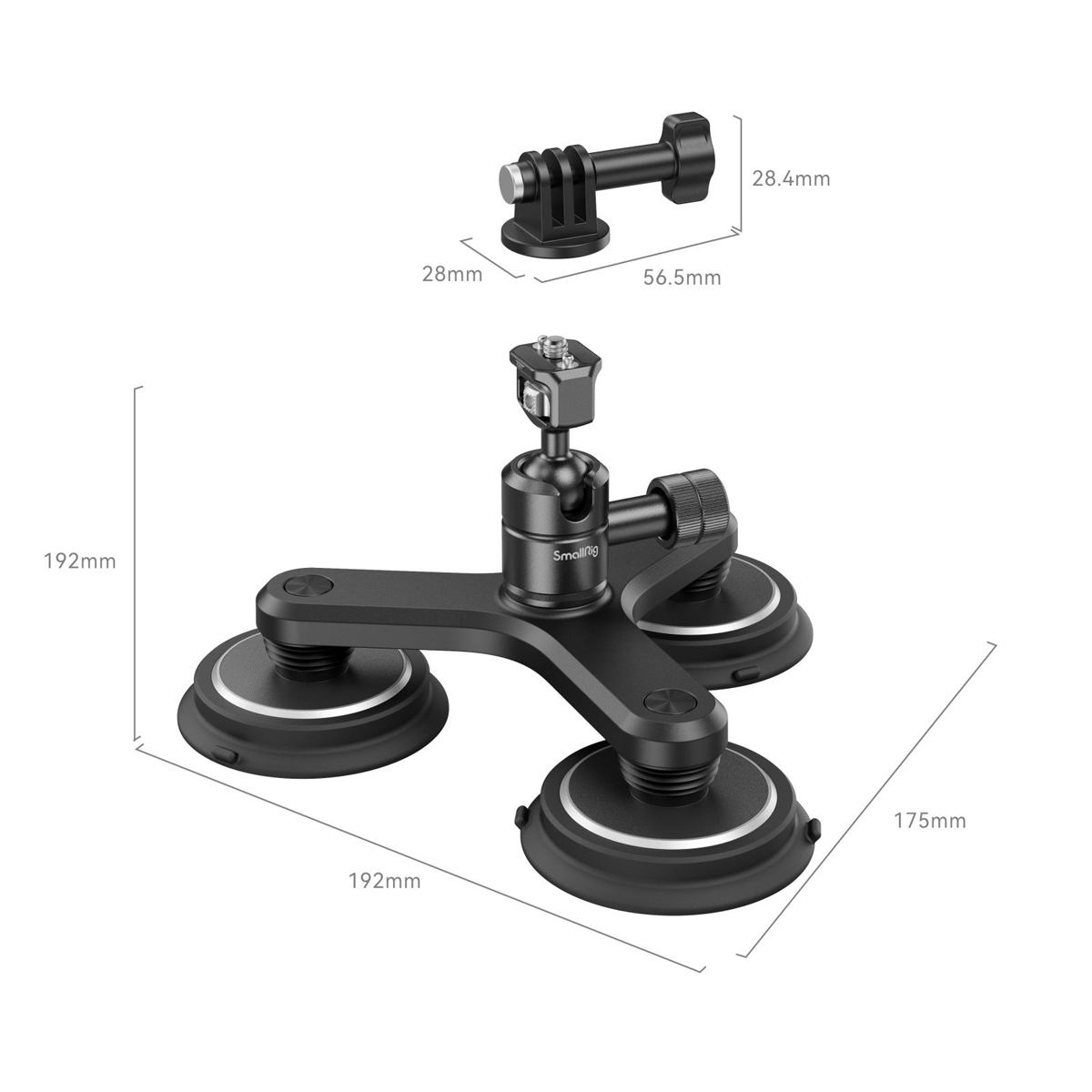 SmallRig 4468 Dreifach Magnetische Saugnapfhalterung  f.Action-Kameras