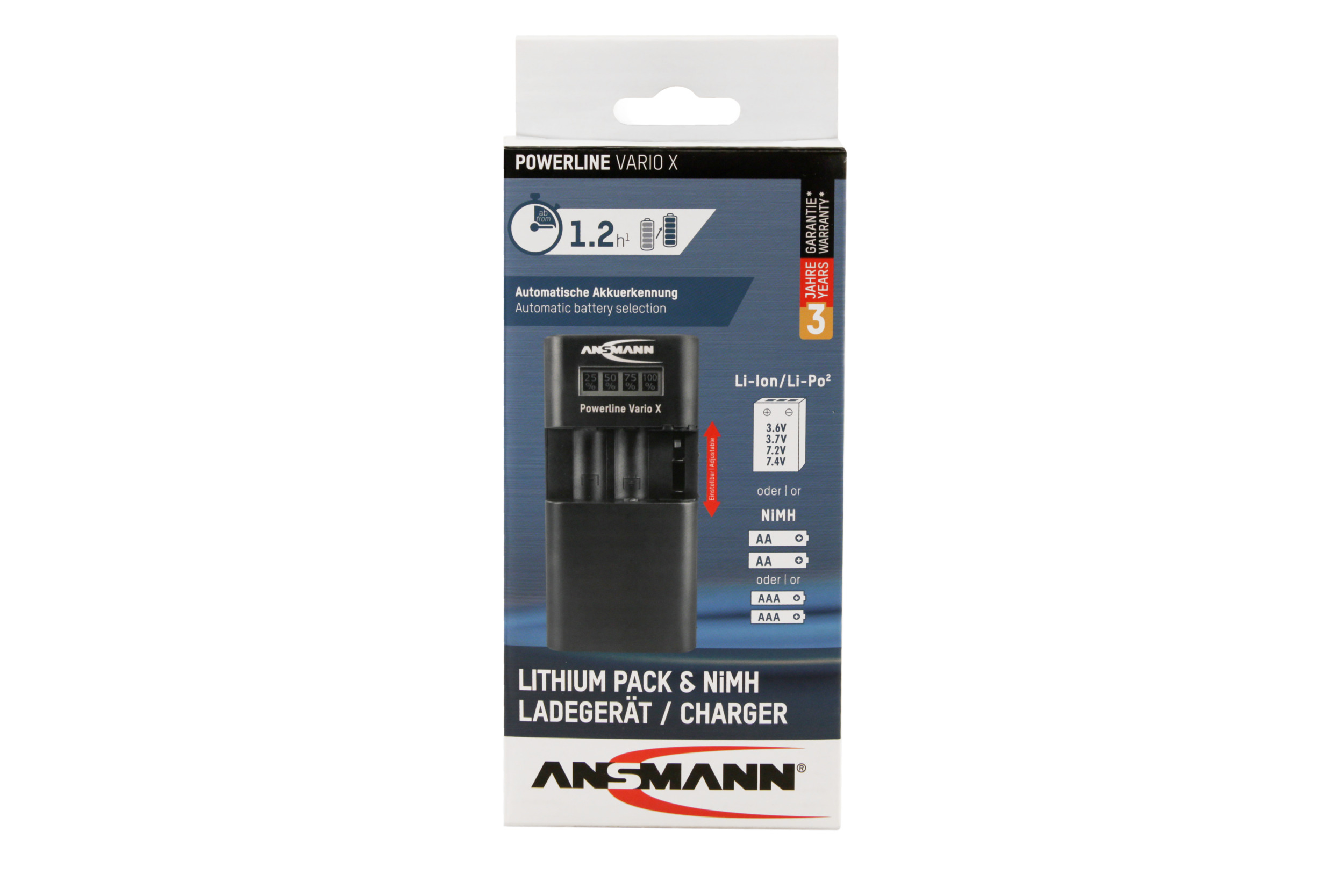 Batterie-Ladegerät, Lithium-Akku, NiMH-Ladegerät, AA-Batterie, automatische Akkuauswahl