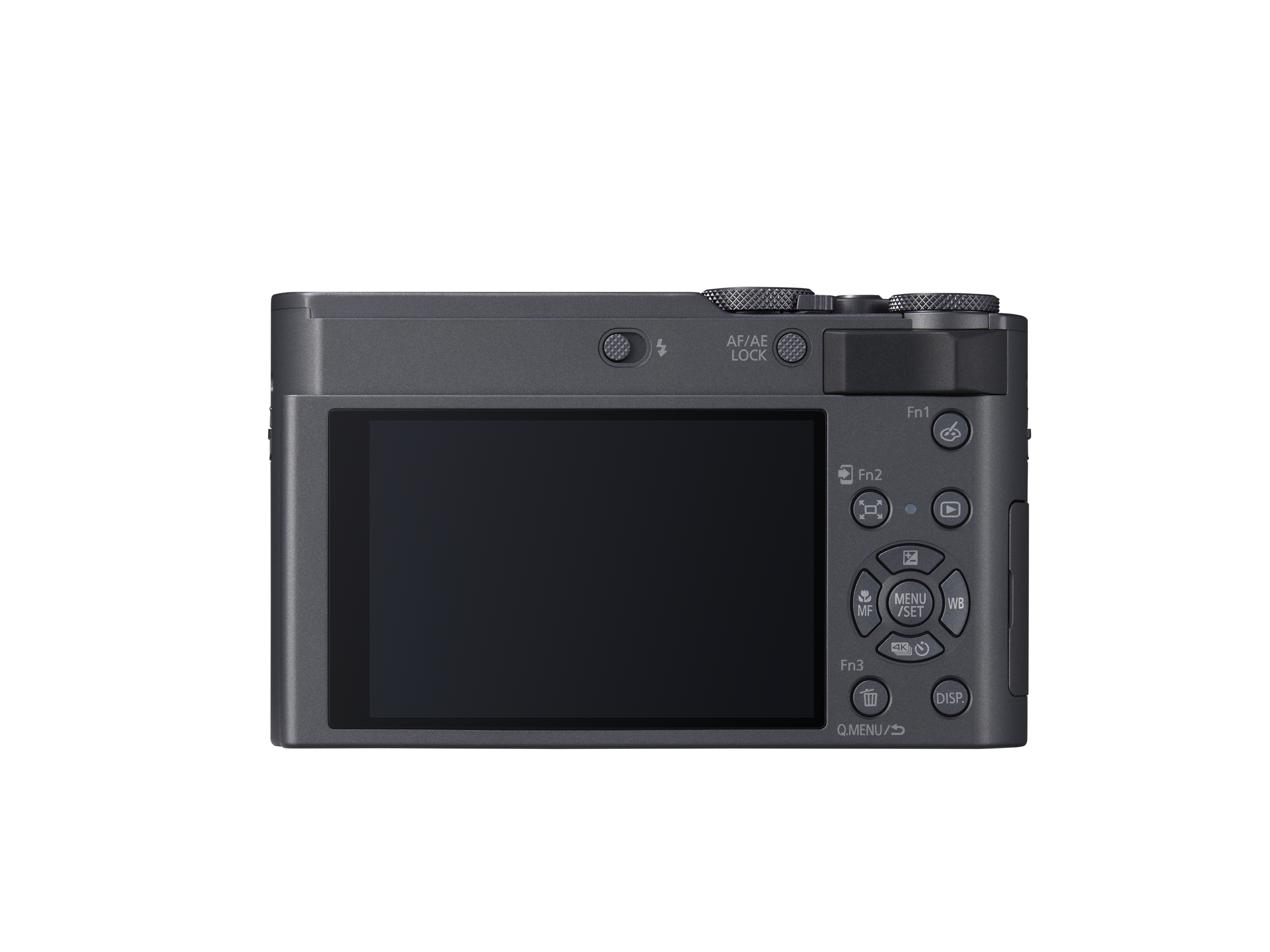 Digitale Kamera, Rückseite, LCD-Bildschirm, Bedienknöpfe, Grau