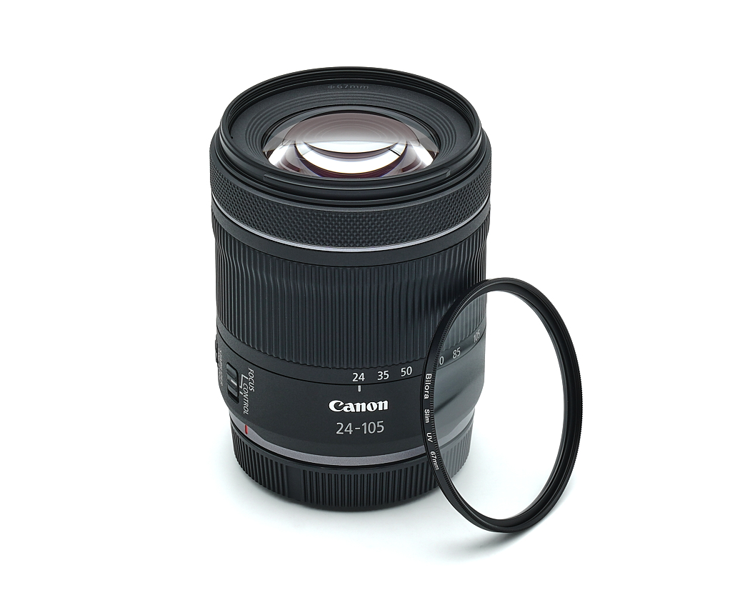 objektiv, Canon 24-105, Zoomobjektiv, metallisch schwarz, Filterring