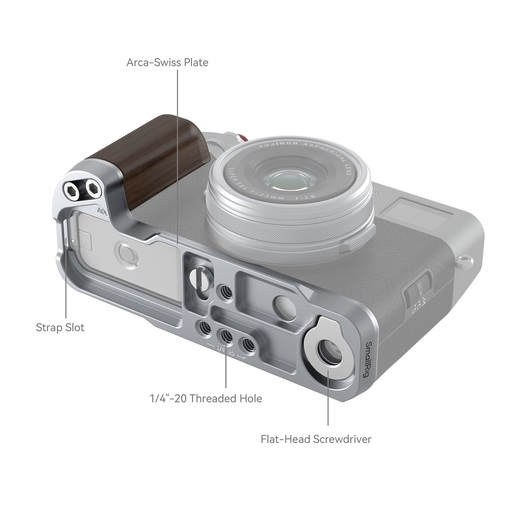 SmallRig 4804 L-förmiger Holzgriff für Fujifilm X100VI und X100V silber
