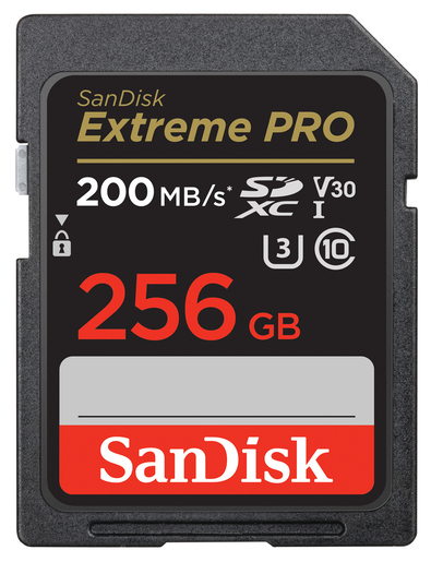 SanDisk 256GB SDXC ExtremePro 200MB/s V30 UHS-I U3 Speicherkarte