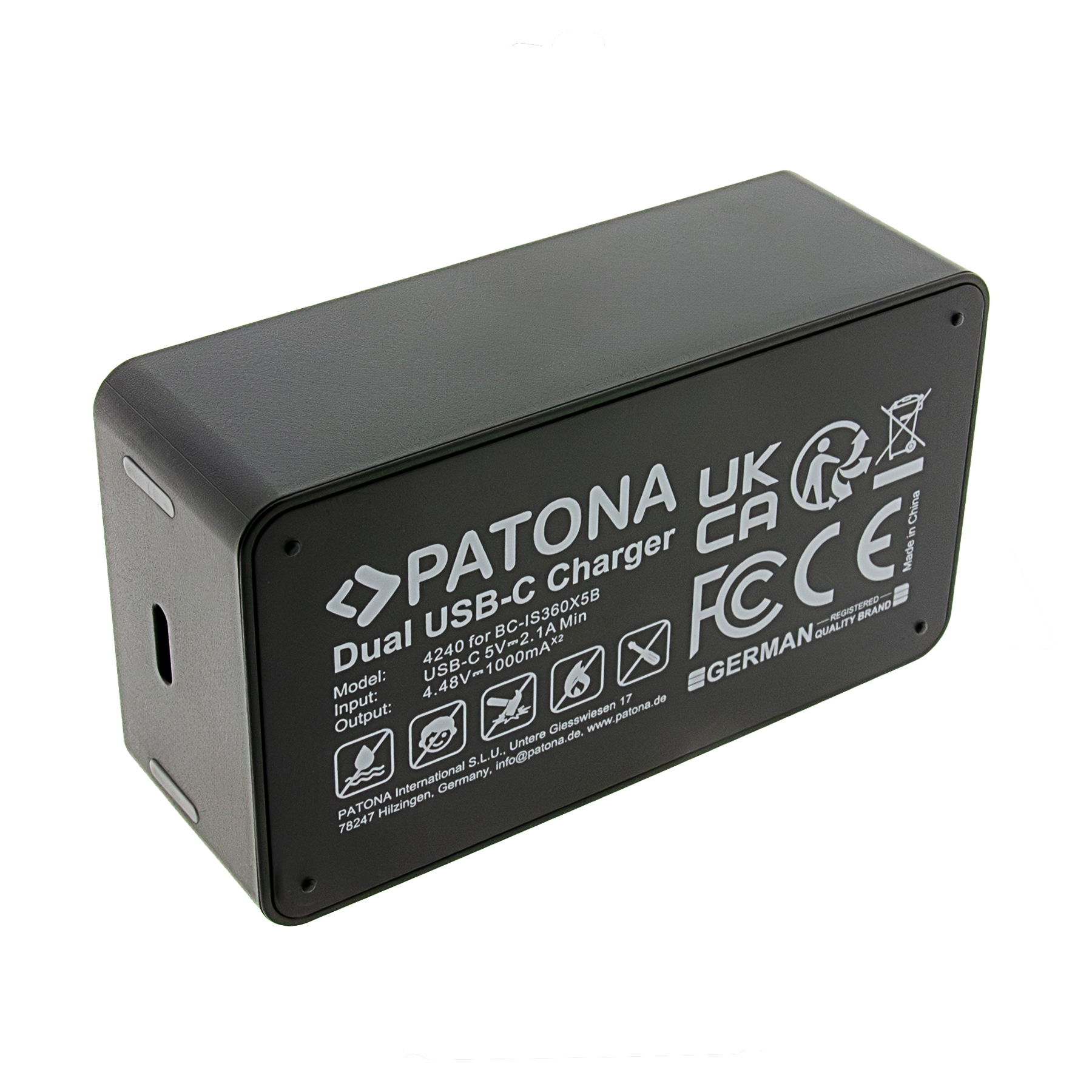 Patona Dual Ladegerät für Insta360 X5 inkl. USB-C Kabel