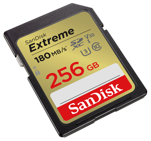 SanDisk 256 GB SDXC Extreme 180MB/s V30 UHS-I U3 Speicherkarte