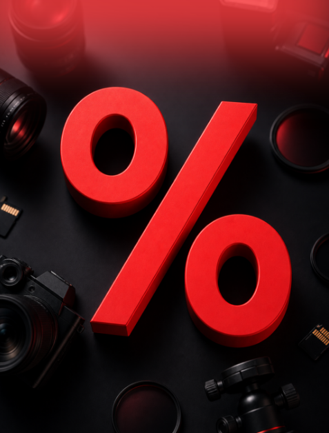 Prozentsatz, rot, 3D-Zeichen, Studio-Beleuchtung, Fotografie-Ausrüstung