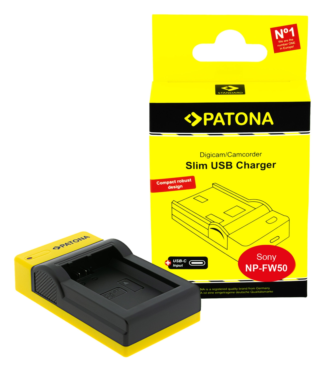 USB-Ladegerät, Camcorder-Batterie, Batterie-Ladegerät, kompaktes Design, gelbe Verpackung