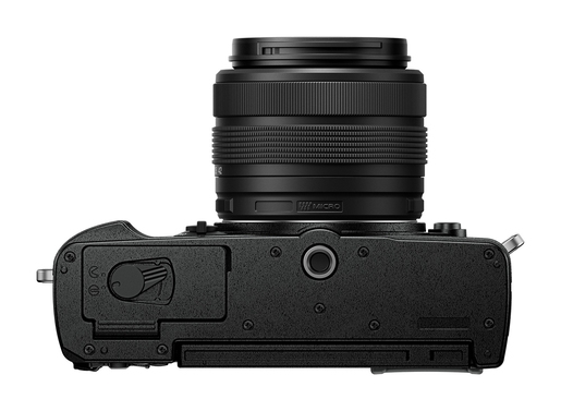 kamera, Mirrorless, Objektiv, schwarz, Unterseite