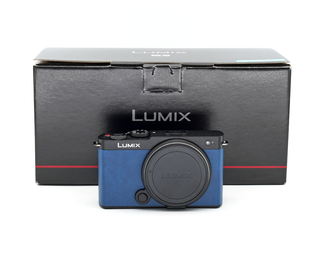 kamera, kompakt, blau, Lumix, objektivdeckel