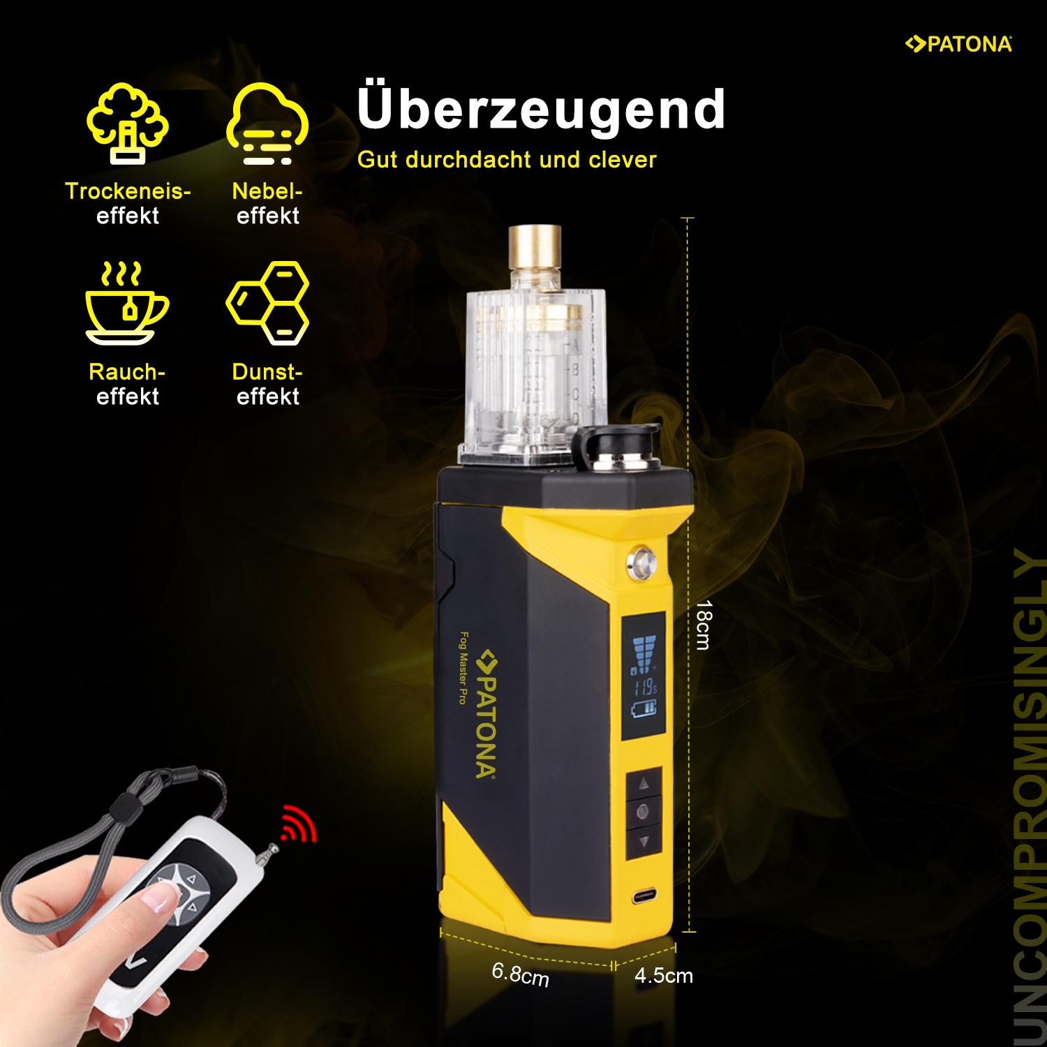 PATONA Fog Master Pro Set portable Nebelmaschine inkl. Zubehör und Koffer