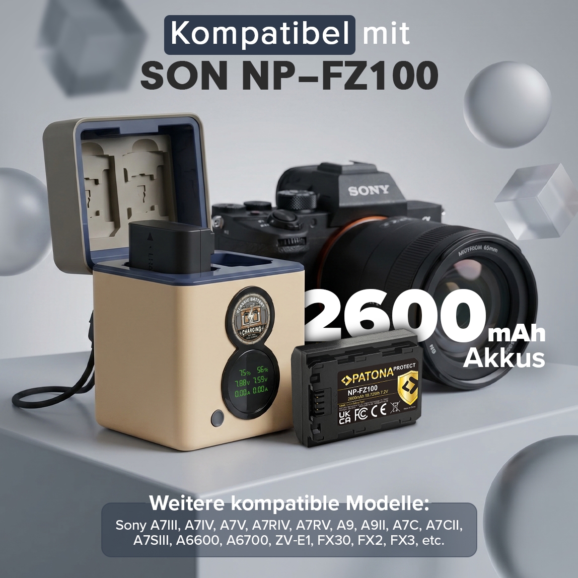 Kamera, Batterie, Ladegerät, Lithium-Ionen-Akku, Akku