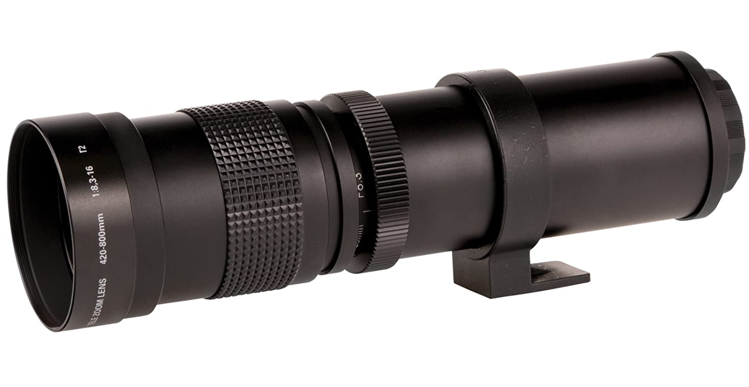 Teleobjektiv, Objektiv, 420-800mm Brennweite, manueller Fokus, schwarz