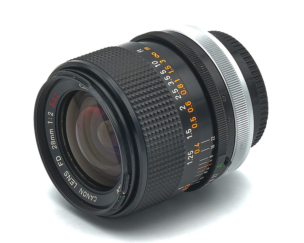 Objektiv, 28mm Brennweite, f/1,2, Canon-Objektiv, manueller Fokus