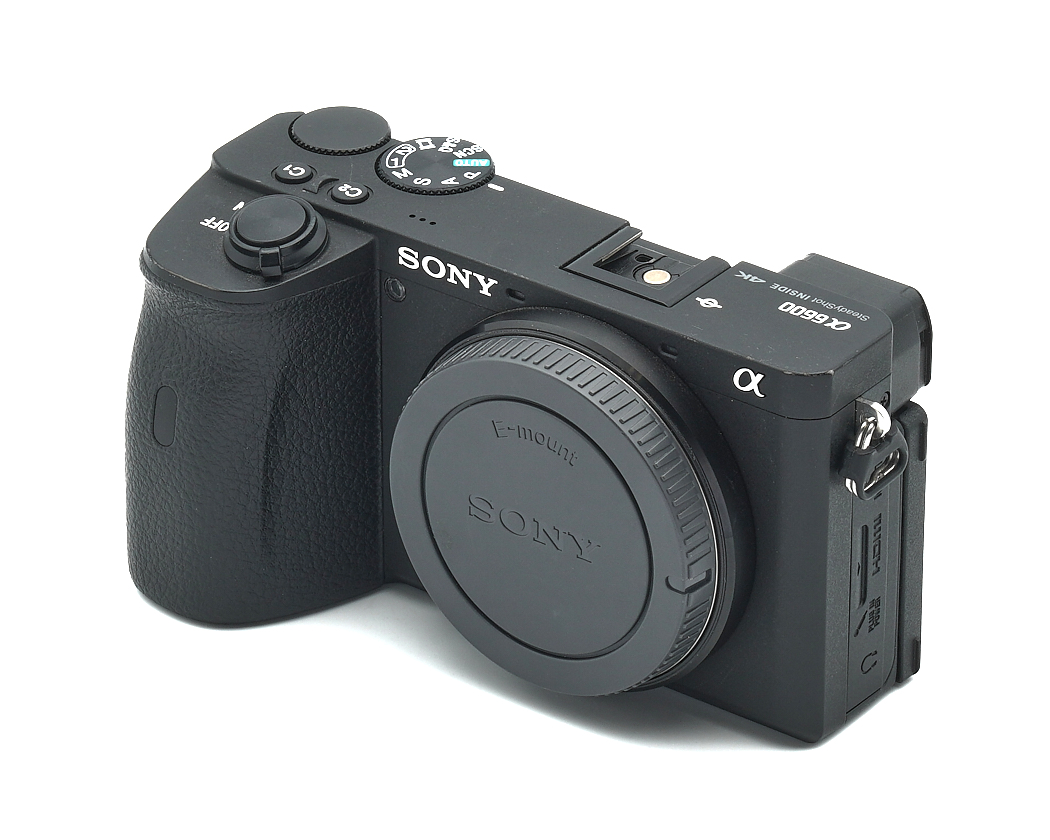 kamera, spiegellose kamera, sony, schwarz, objektivabdeckung