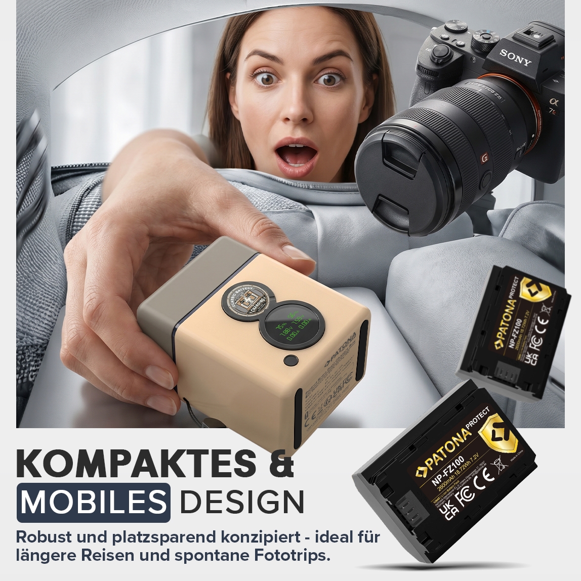 Kamera, Kamerazubehör, Batterie, kompaktes Design, Stativ nicht enthalten
