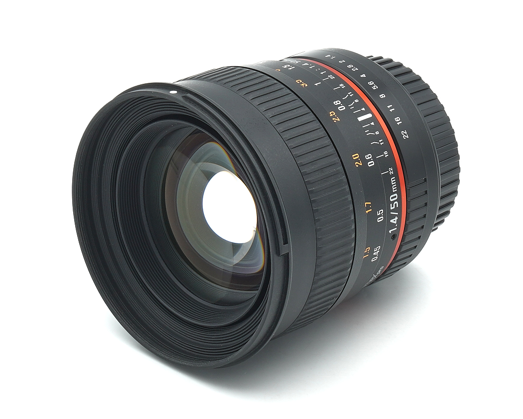 Objektiv, wechselobjektiv, 50mm, Blende, manueller Fokus