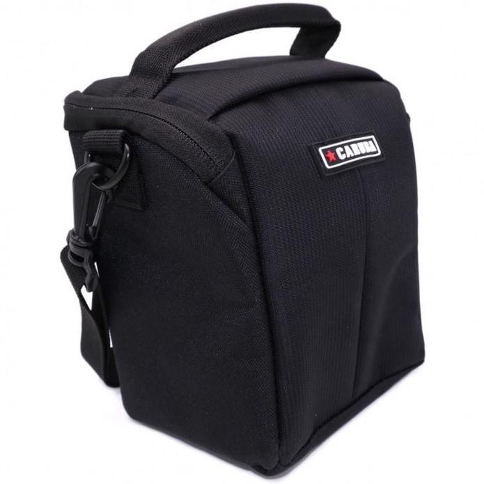 Kamera-Tasche, kompakt, schwarz, Schultergurt, Reißverschluss