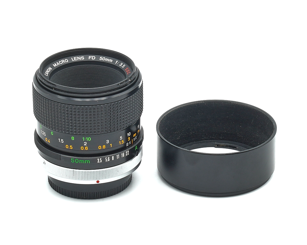 50mm Objektiv, Kameraobjektiv, Makroobjektiv, manueller Fokus, Schutzdeckel/Blendenaufsatz