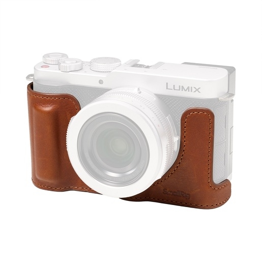 Kamera, Kompaktkamera, Grau, Braunes Ledergriff, Lumix