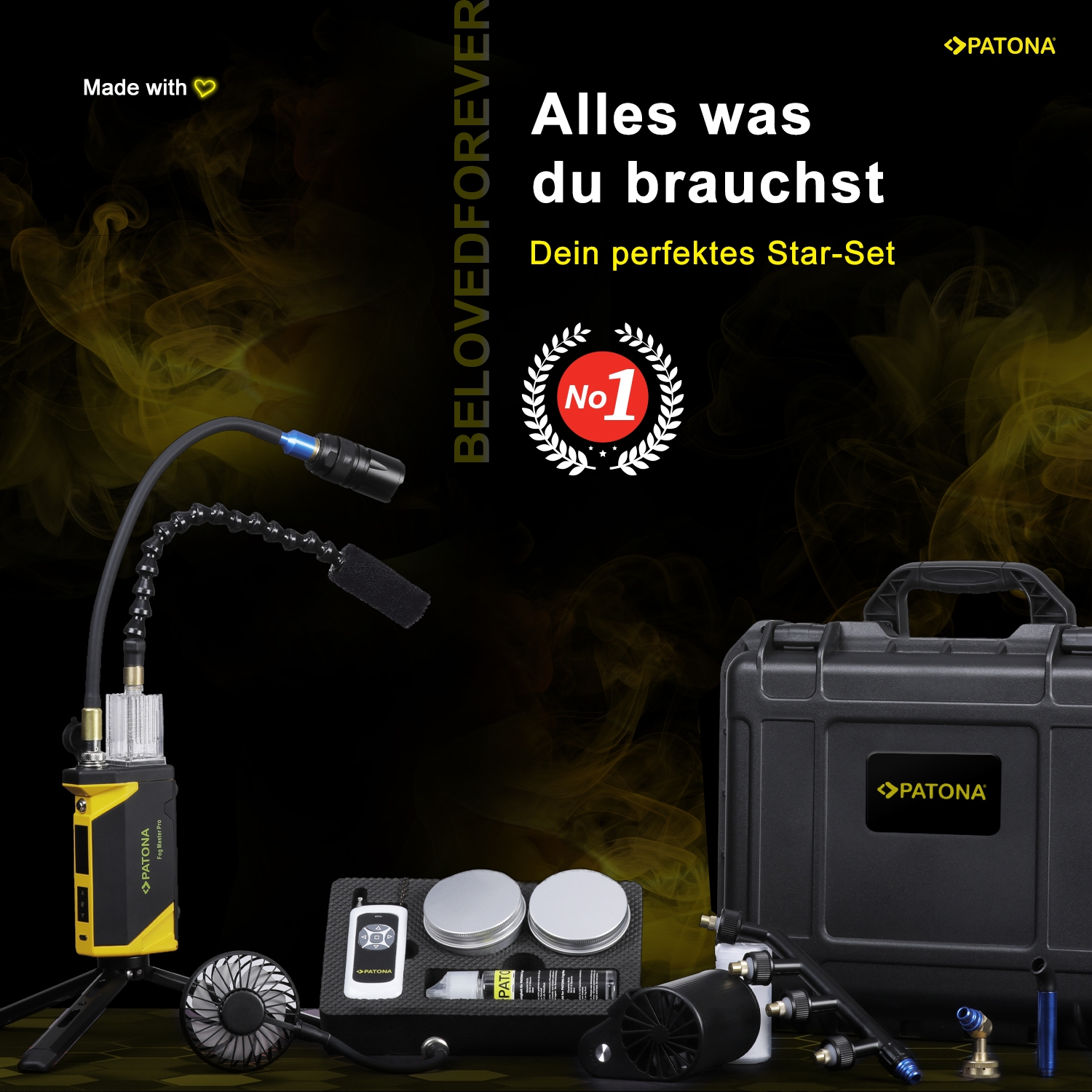 PATONA Fog Master Pro Set portable Nebelmaschine inkl. Zubehör und Koffer