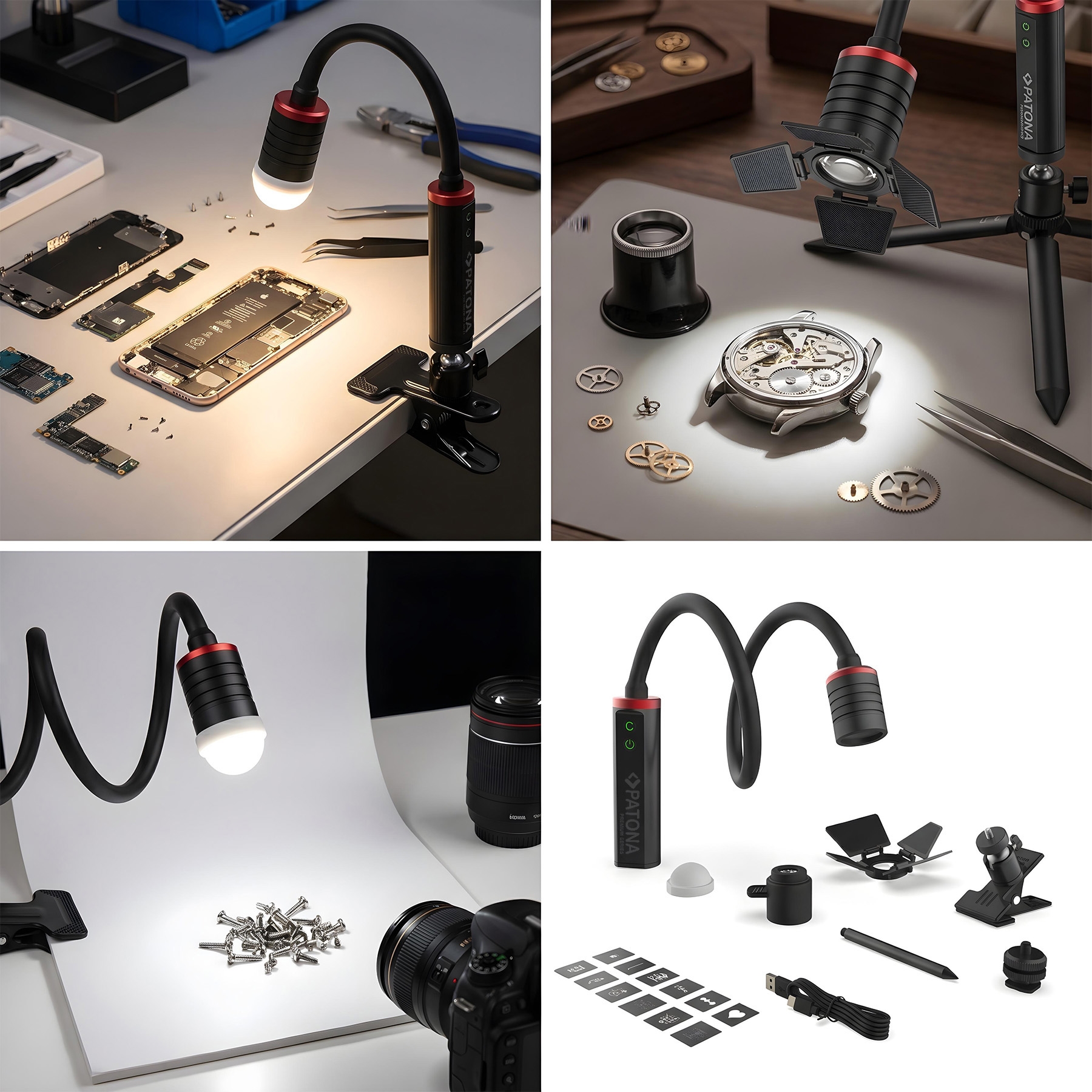 Tischlampe, Mikro-Schweißen, Uhrenmontage, LED-Magnetisch, verstellbarer Arm