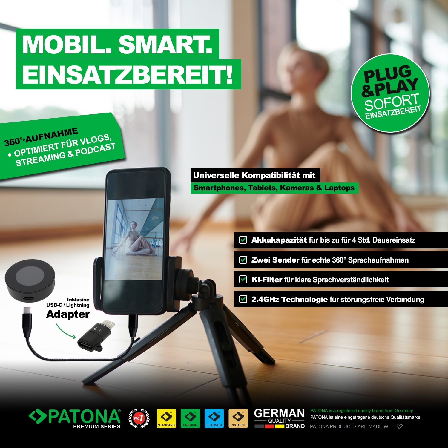 PATONA Premium AI Lavalier-Mikrofone PTS-I21S