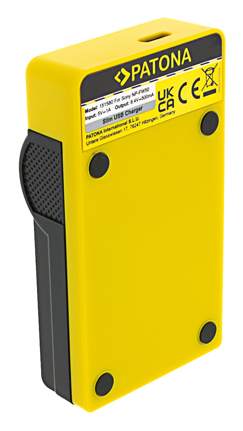 USB-Ladegerät, Tragbares Ladegerät, Gelb, Patona, Schlankes Ladegerät