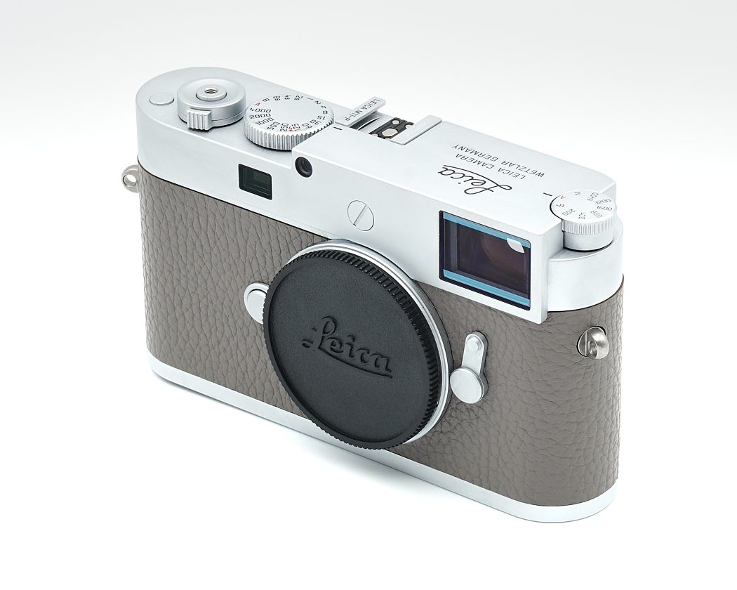 Kamera, Rangefinder, Leica, Silber, Braunleder