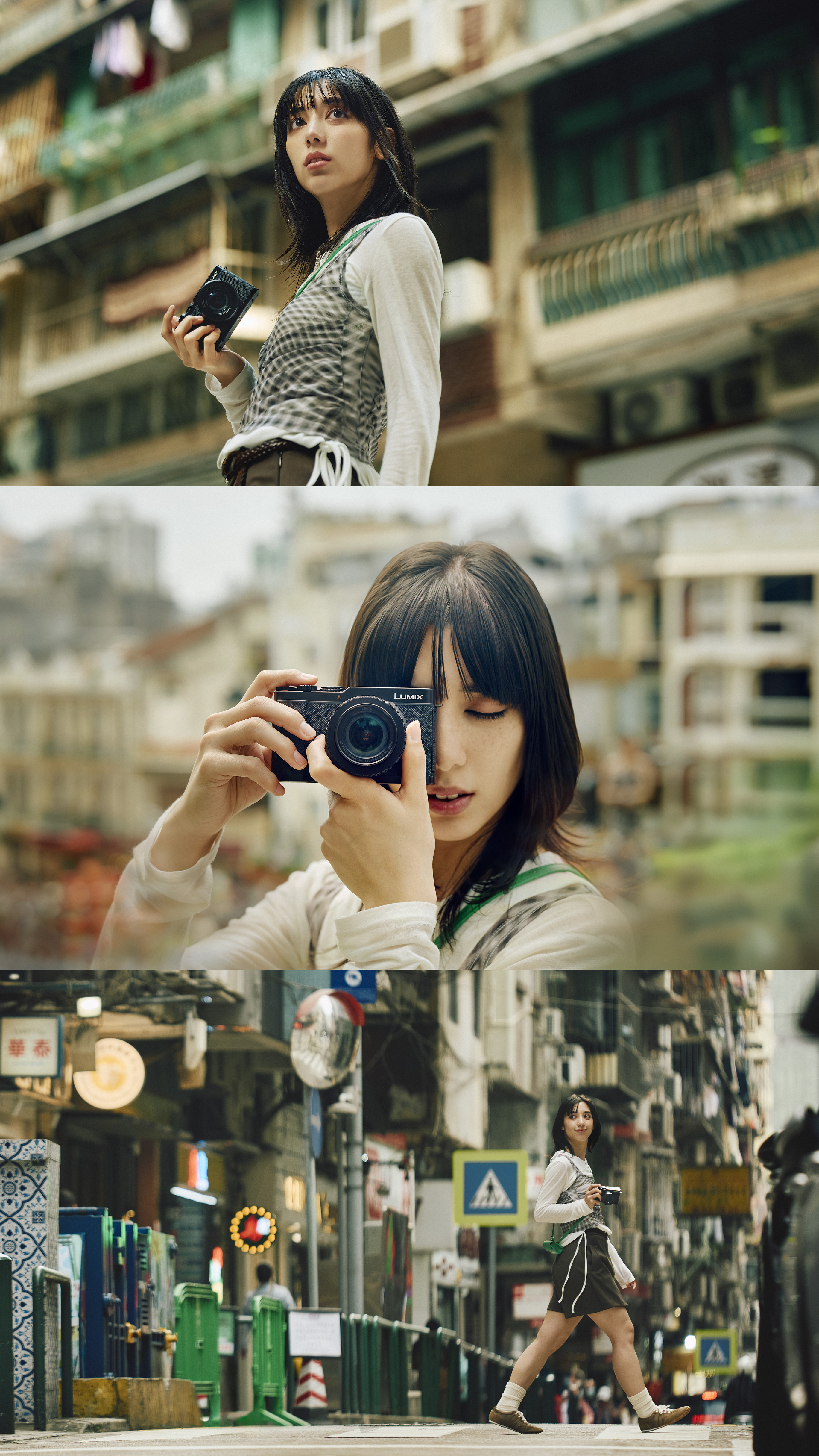 Kamera, Frau, Straße, Stadt, Fotografie