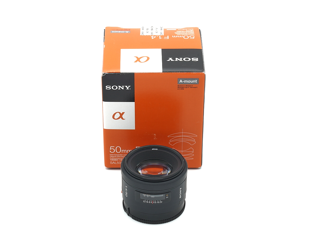 _objektiv, 50mm, Sony, A-Mount, manueller Fokus