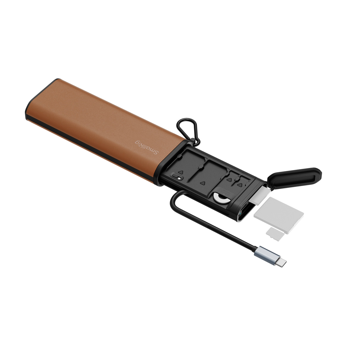 externe Batterie, Powerbank, brauner Fall, USB-C, klappbarer Anschluss