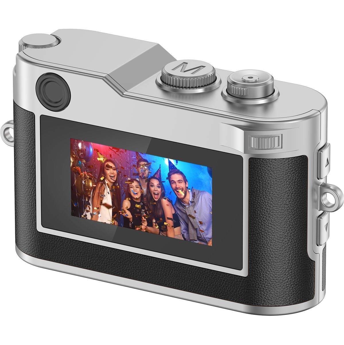 Kamera, digital, Spiegelreflex-/Spiegellose Kamera, Silber, Display-Bildschirm