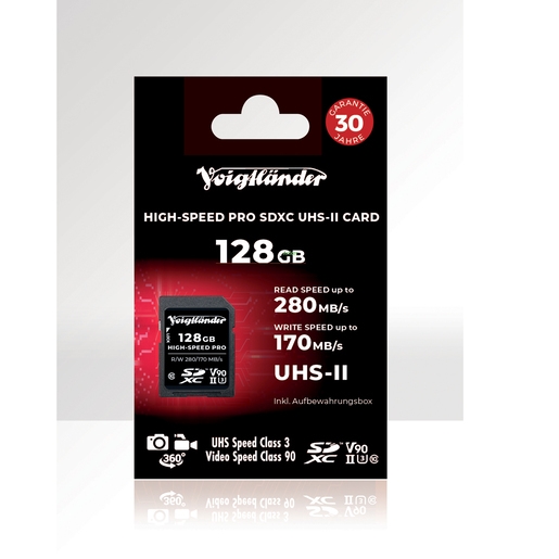 Speicherkarte, SDXC, 128GB, UHS-II, Hohe Geschwindigkeit